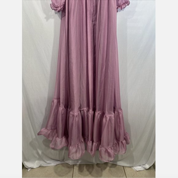 NWD Mac Duggal [ 10 ] Chiffon‎ Ruched Illusion Raglan Sleeve Ruffled Gown Q578 - Picture 14 of 16